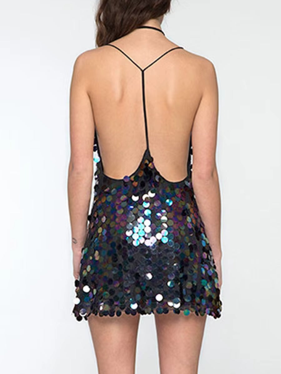 Luxury Iridescent Sequin Cocktail Dress