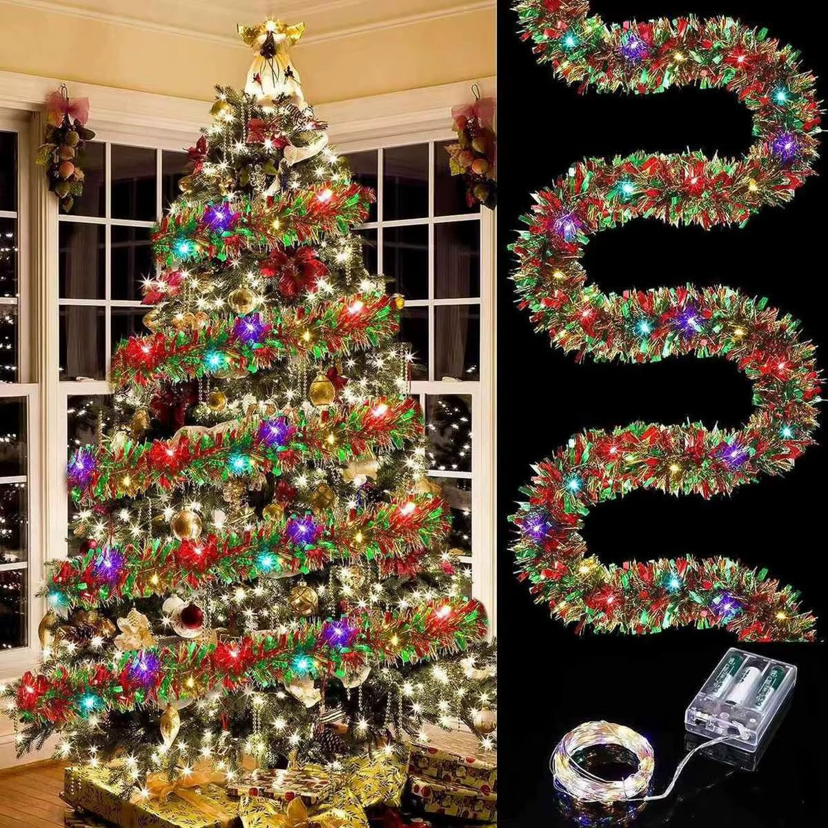 Christmas Tinsel Garland Metallic